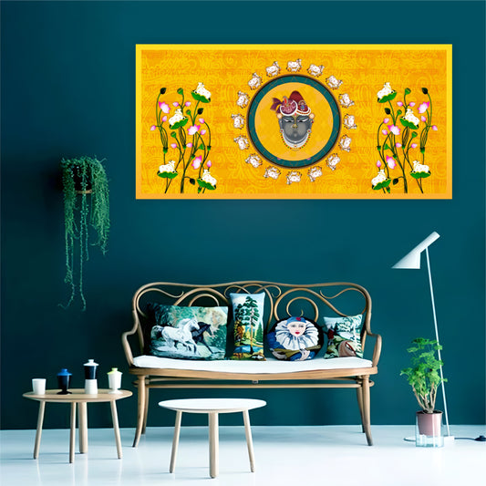 Traditional Govardhan Nath Ji with Cows Pichwai Art